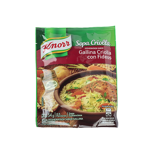 KNORR SOPA GALLINA CRIOLLA C/FIDEOS 54G