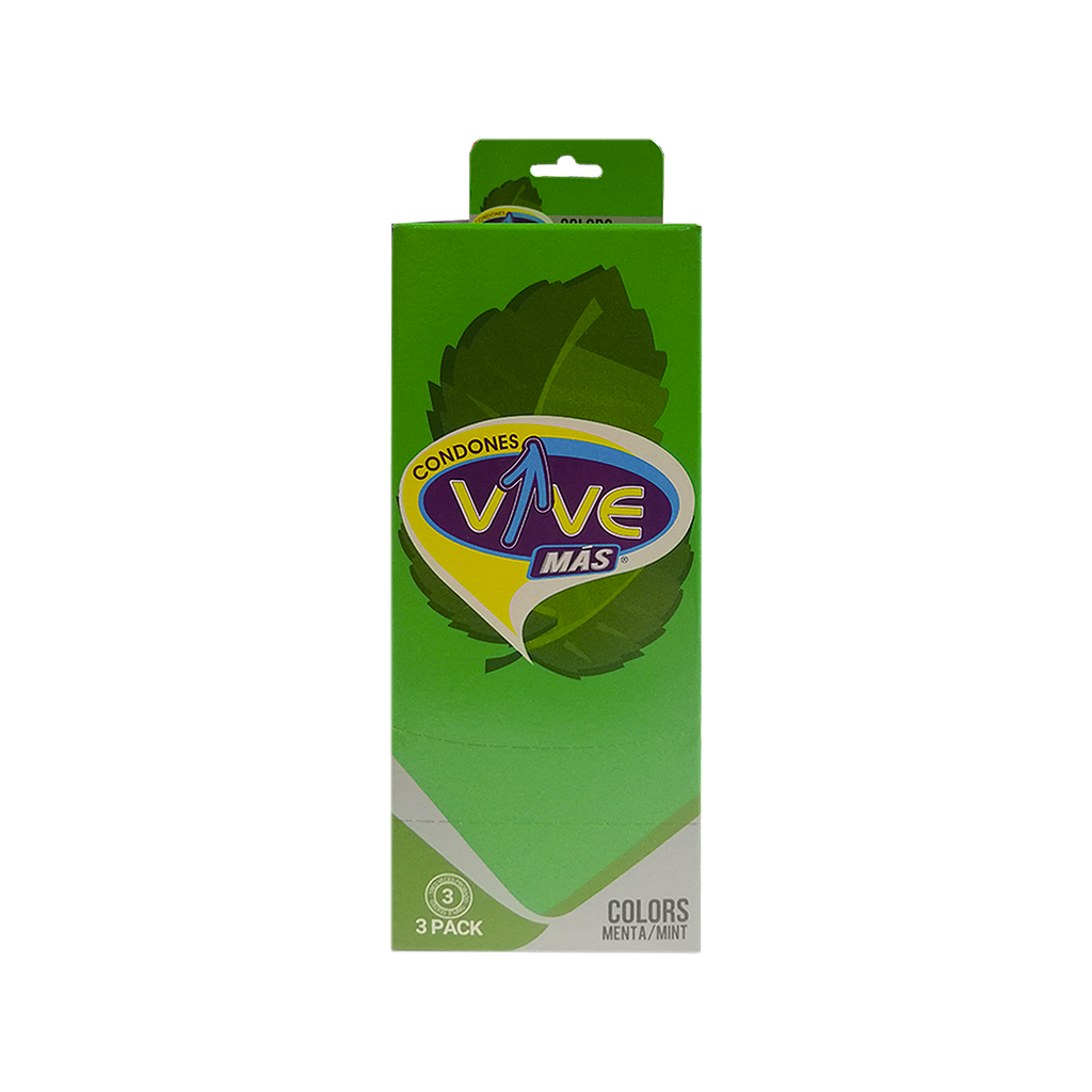 DISPLAY DE 8 CARTERITAS DE 3 CONDONES MARCA VIVE MENTA