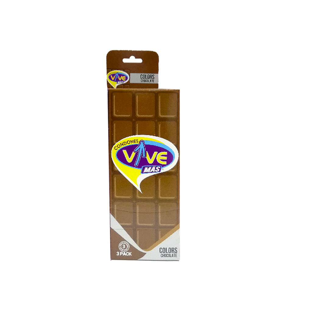 DISPLAY DE 8 CARTERITAS DE 3 CONDONES MARCA VIVE CHOCOLATE