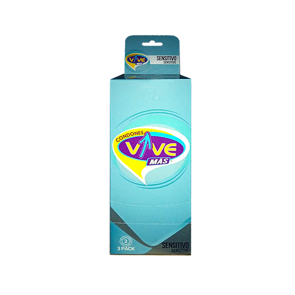 DISPLAY DE 8 CARTERITAS DE 3 CONDONES MARCA VIVE SENSITIVO