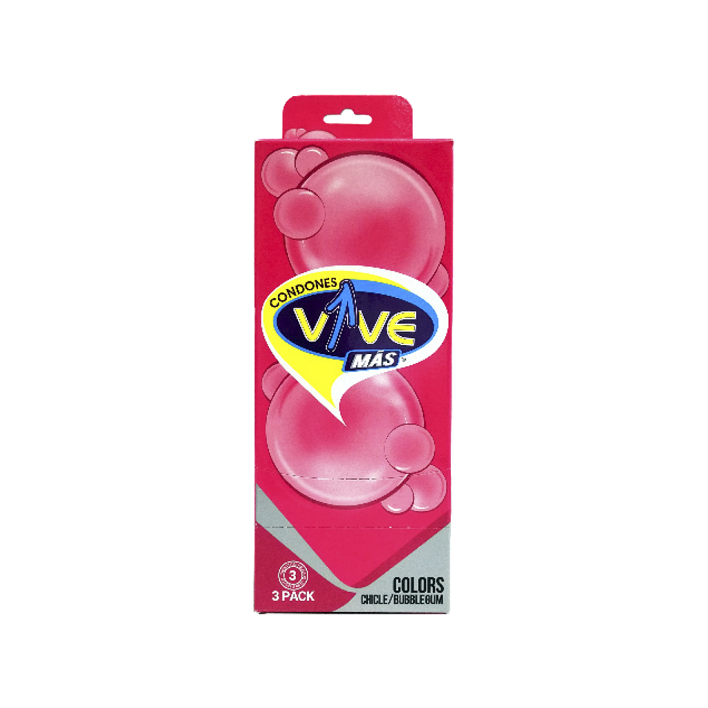 DISPLAY DE 8 CARTERITAS DE 3 CONDONES MARCA VIVE CHICLE